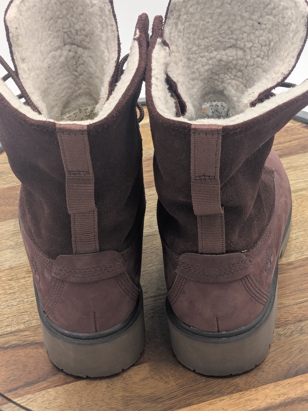 Timberland A1SGJ Women's Size 6 BurgundyNubuck Sherpa Lined Lace Up Winter Boots - Picture 7 of 11